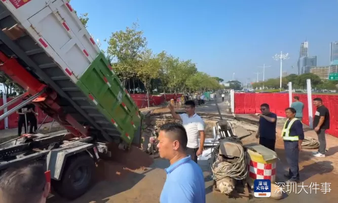 深圳滨海大道一路段发生塌陷，无人员伤亡