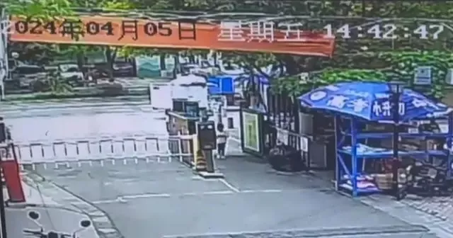 小区监控显示，当天下午女童独自进入小区