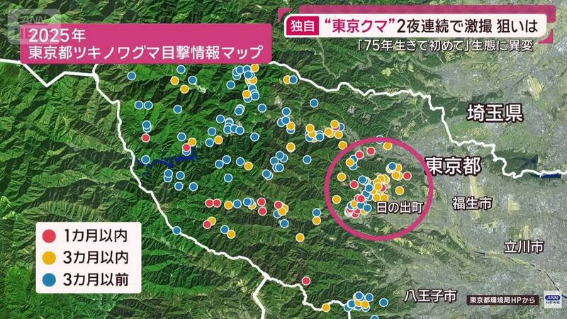 在过去3个月，东京都西部收到越来越多起熊出没通报，令民众担忧熊出没范围会逐渐蔓延至日本首都圈。（图撷取自「ANNnewsCH」YouTube）