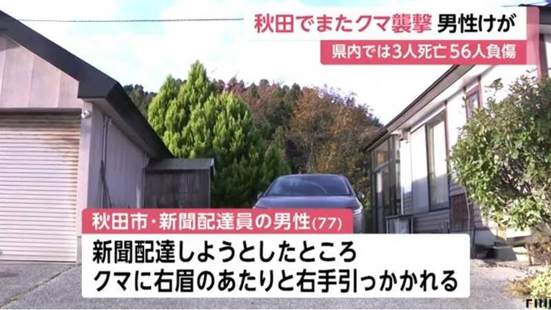 77岁男性派报员摆出遇到熊防御姿势，仅受轻伤。（图撷取自YouTube）