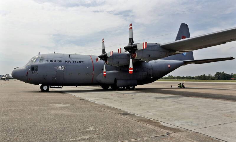 土耳其一架C-130军用运输机发生事故，坠毁在乔治亚境内。图为土耳其同型号机种。（欧新社资料照）