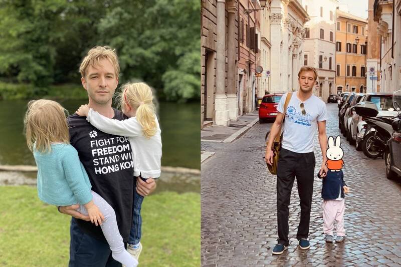 工作之余，裴伦德会陪同家人一起外出享受亲子同乐时光。（图撷取自Threads、@lukedepulford 社群平台「X」，本报合成）