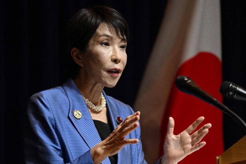 高市早苗对于「台海有事」立场坚定，让中国连连跳脚。（法新社）