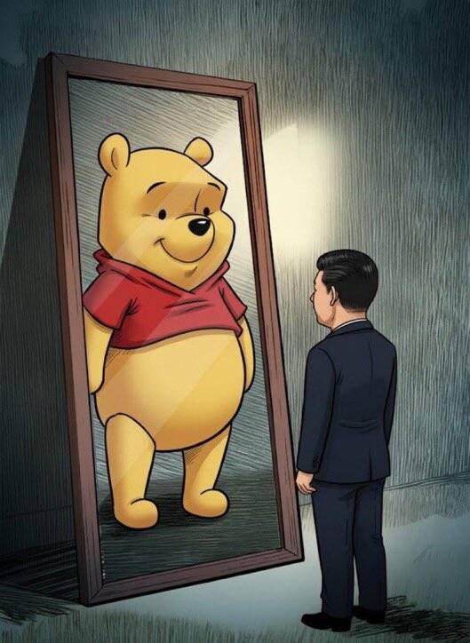 中国官媒《新华社》在日语X帐号PO图暗讽高市早苗，结果被日本网友贴上「习近平小熊维尼照」反杀。（图撷自「@Rn6Ta」X帐号）