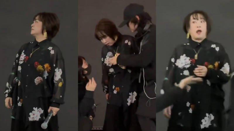 日本歌手大槻真希在上海出场唱歌，孰料中途被请下台。（图撷自X）