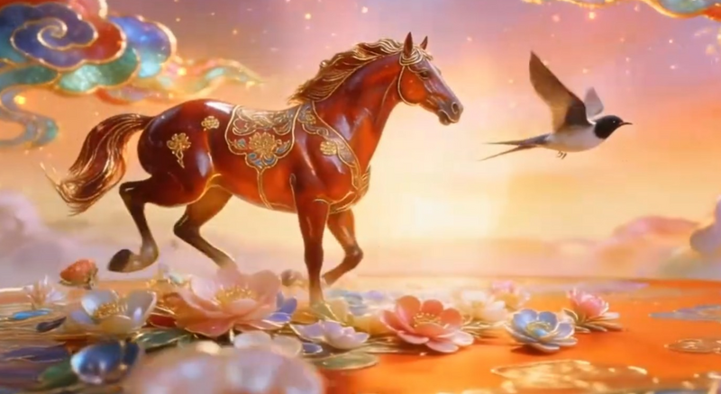 中国北京卫视2026春晚宣传片，被质疑是「马踏华夏」。（图撷自bilibili）